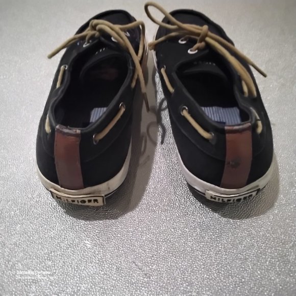 Men Tommy Hilfiger Navy Canvas Boat Shoes TMPHILO Fair/U/C Size 11 - Picture 3 of 6